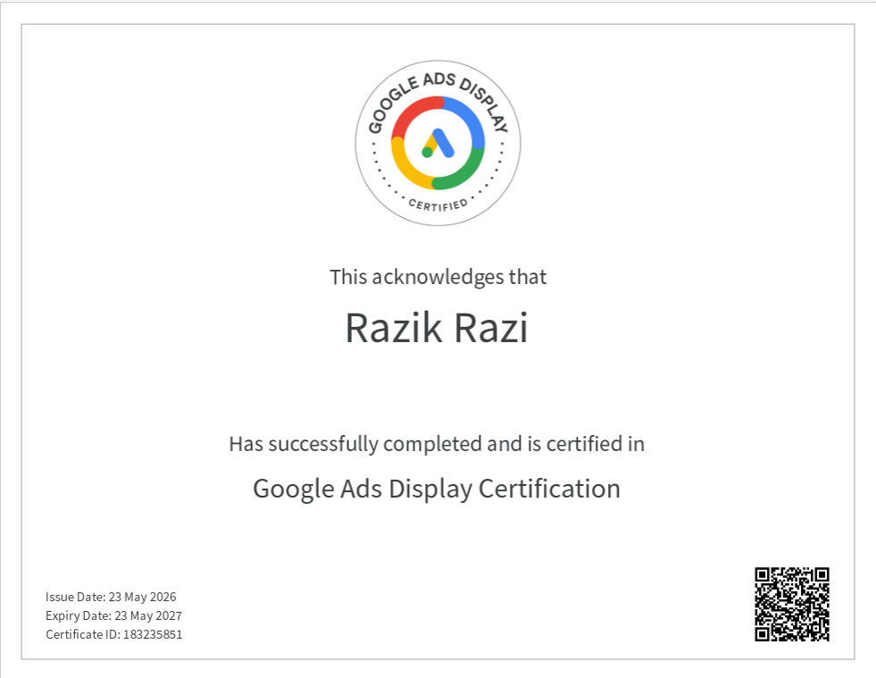 Google Ads Display Certification