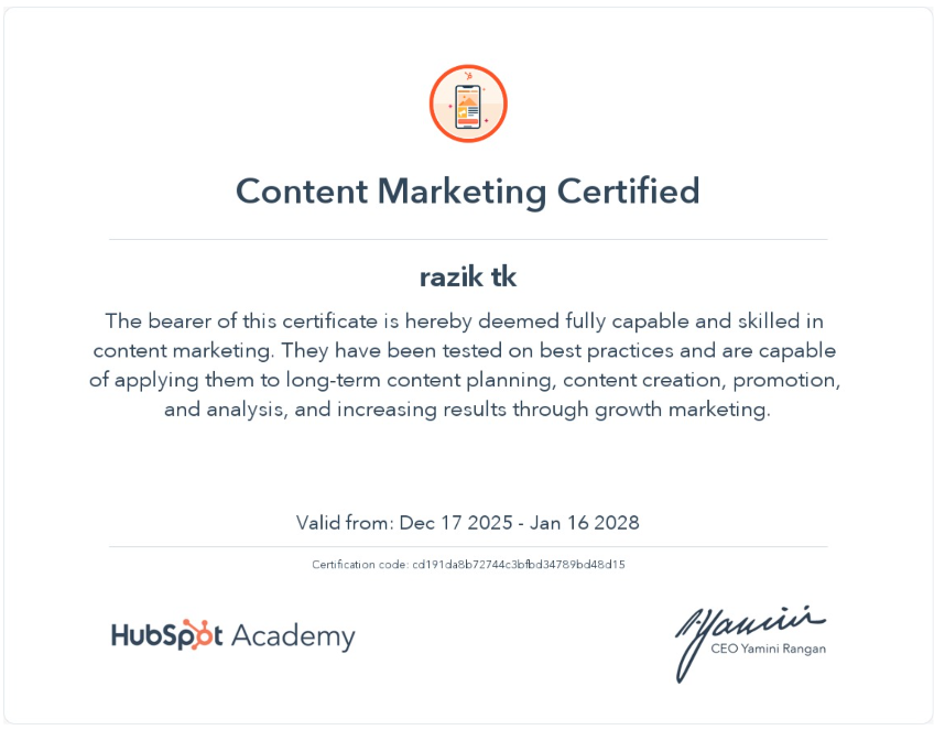 HubSpot Content Marketing Certification